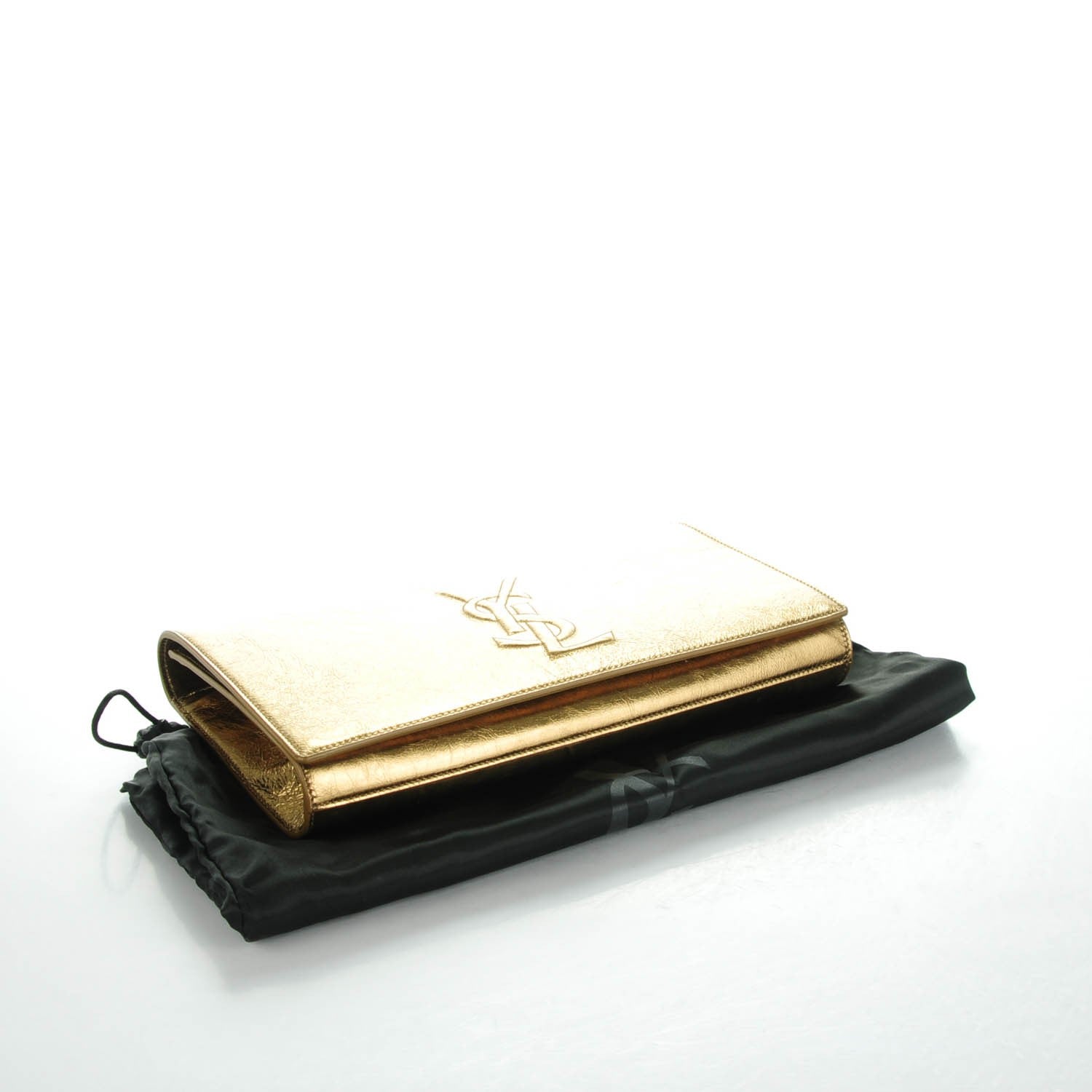 Saint Laurent Metallic Calfskin Monogram Large Belle De Jour Clutch Gold 4 of 7