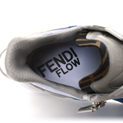Fendi Elaphe Vitello Fabric FF Mens Fendi Flow Low Top Sneakers 10 True Blue Ghiaccio Tabacco Black 8 of 9