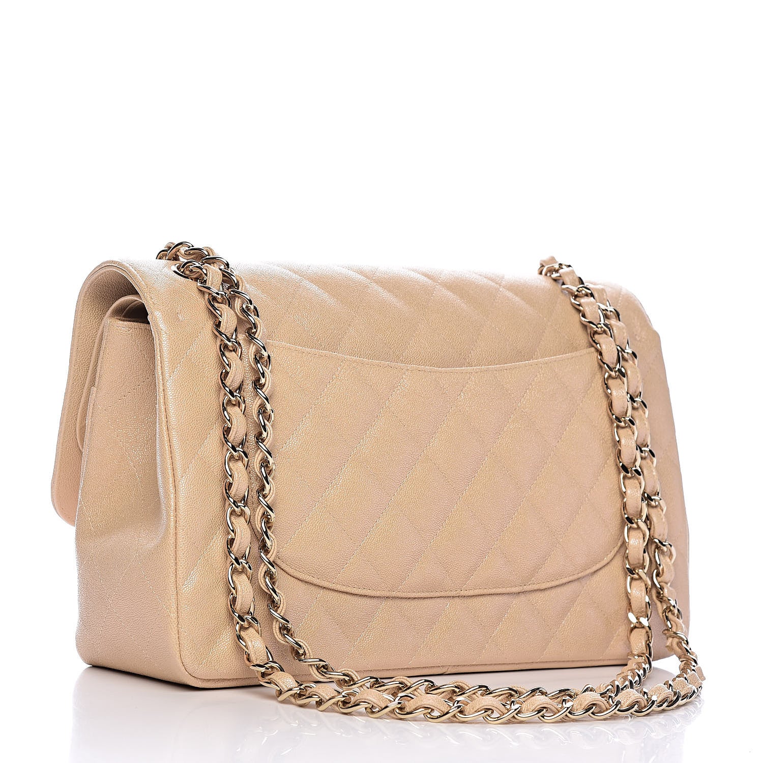 Chanel Iridescent Caviar Quilted Jumbo Double Flap Beige 3 of 10