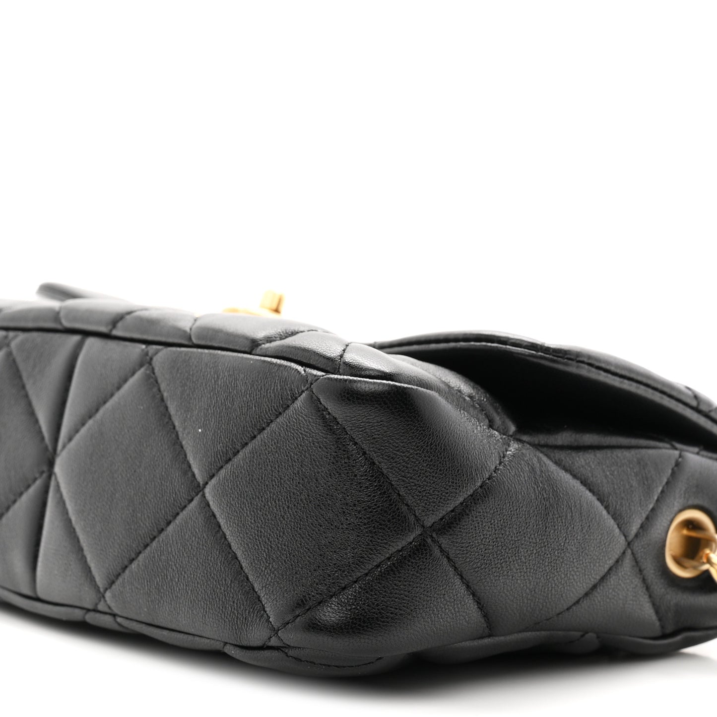 Lambskin Plexiglass Quilted Coco Love Flap Black