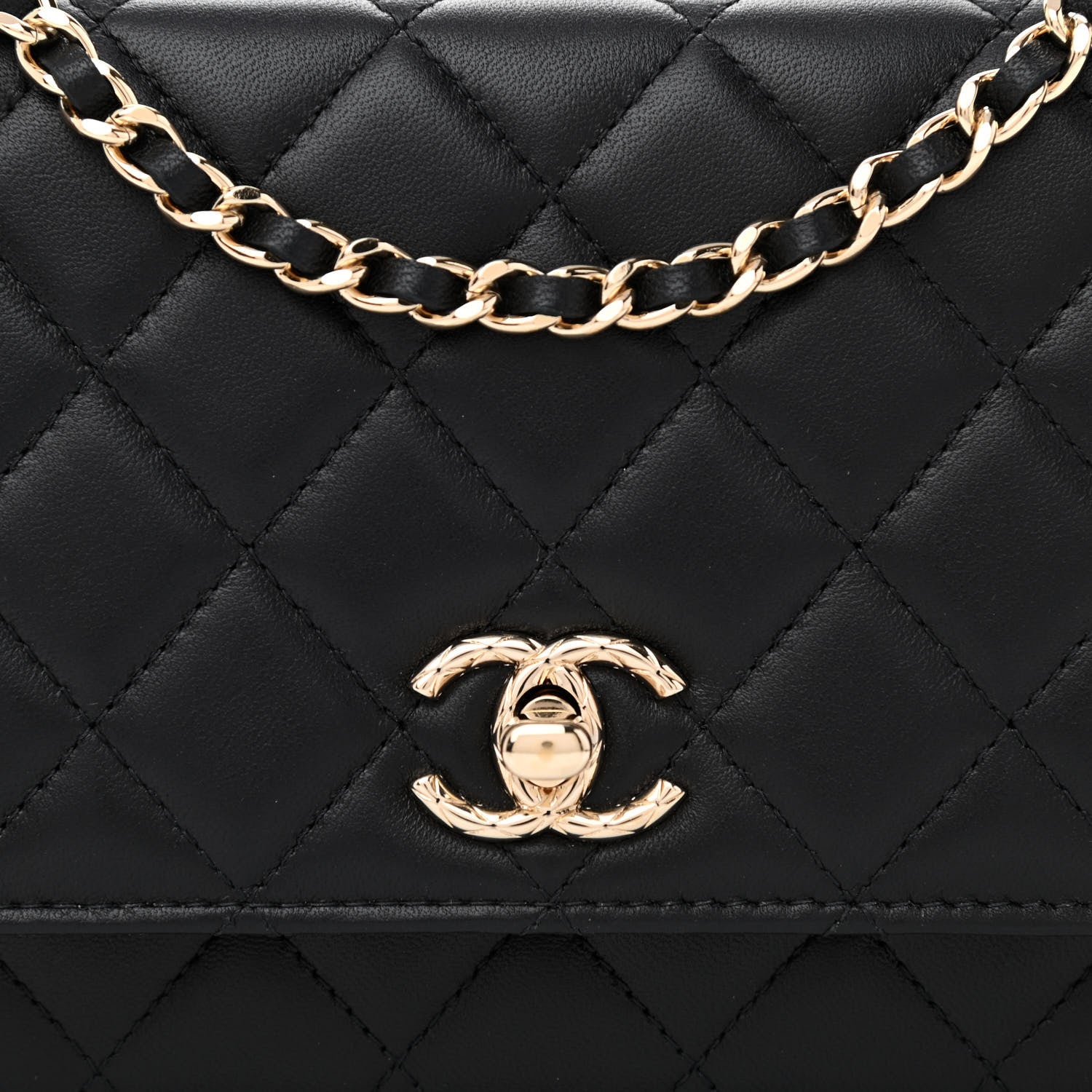 Chanel Lambskin Quilted Trendy CC Wallet On Chain WOC Black 10 of 13