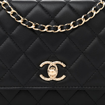Chanel Lambskin Quilted Trendy CC Wallet On Chain WOC Black 10 of 13
