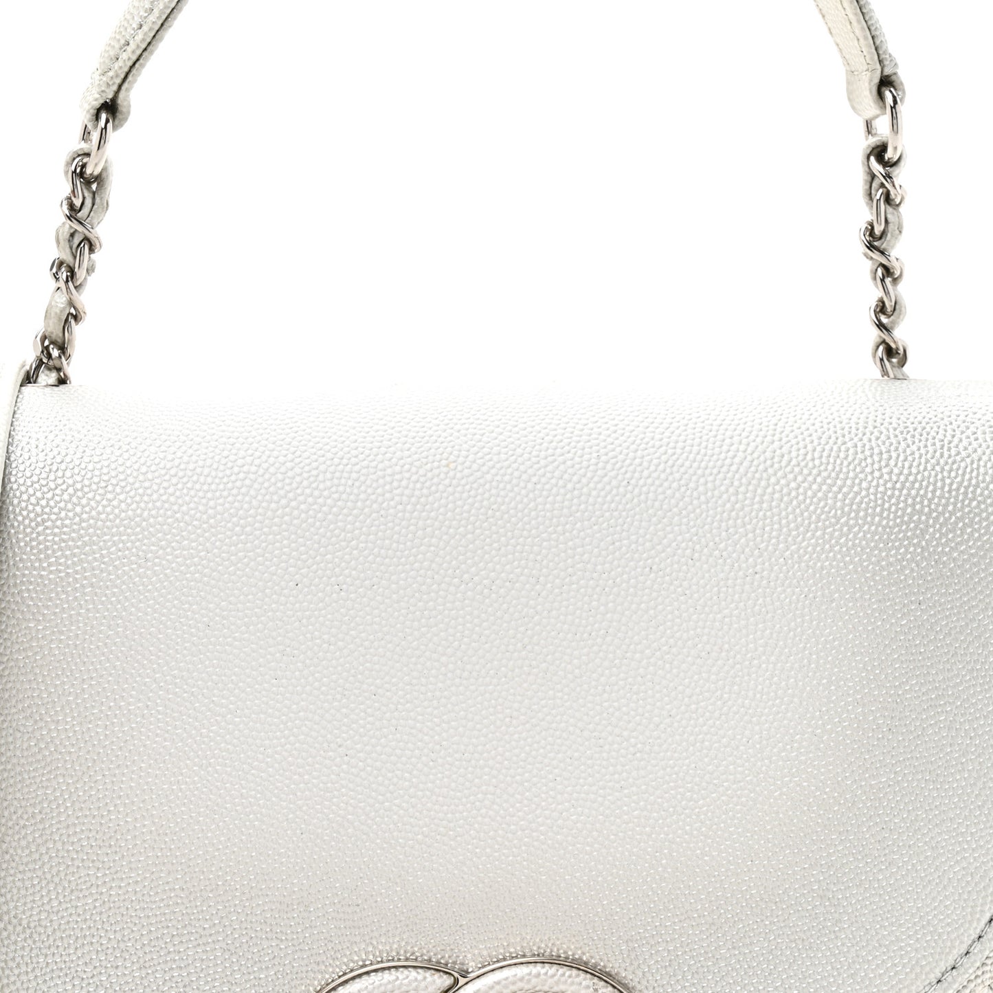 Metallic Caviar Small Coco Curve Messenger Flap Silver