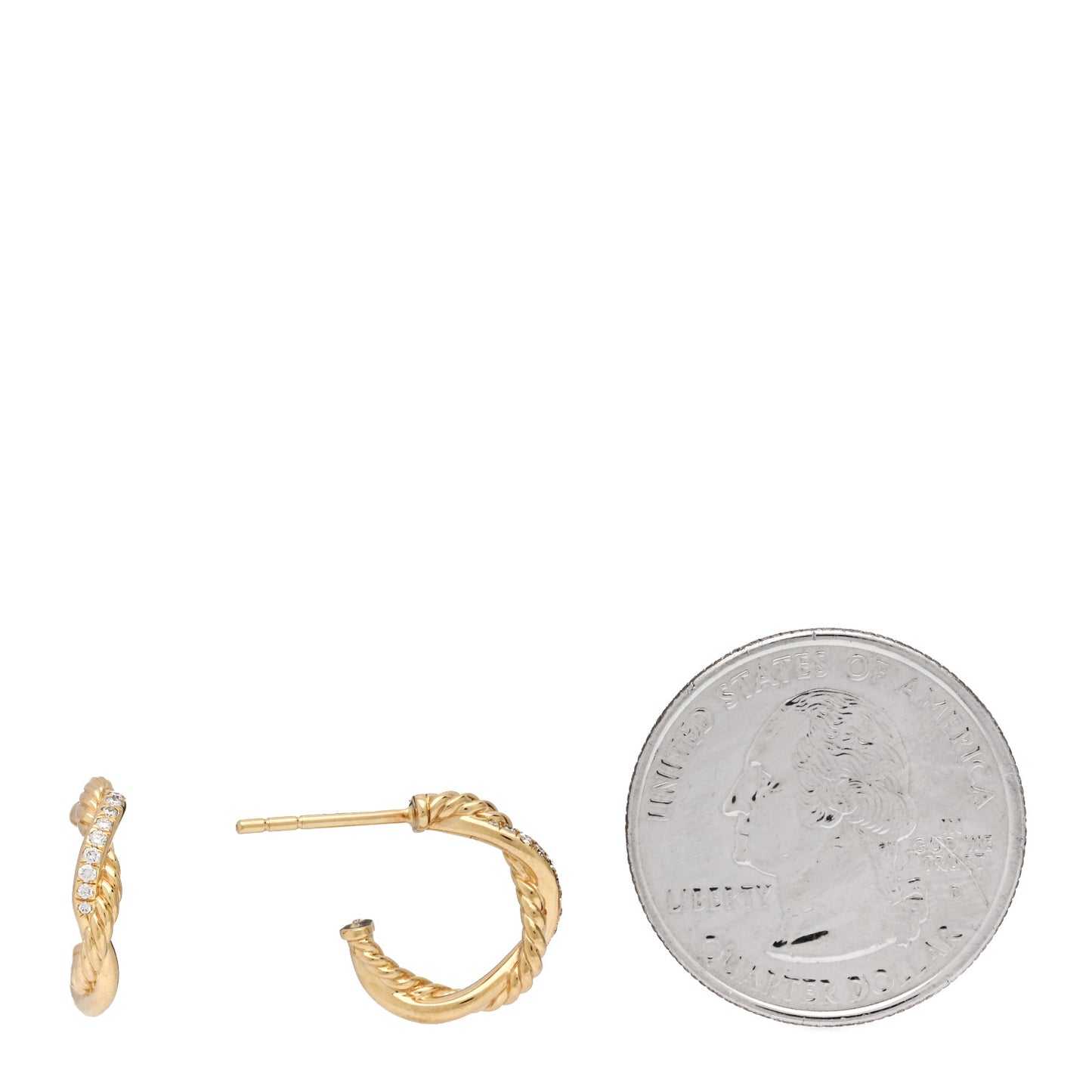 18K Yellow Gold Diamond Petite Infinity Huggie Hoop Earrings
