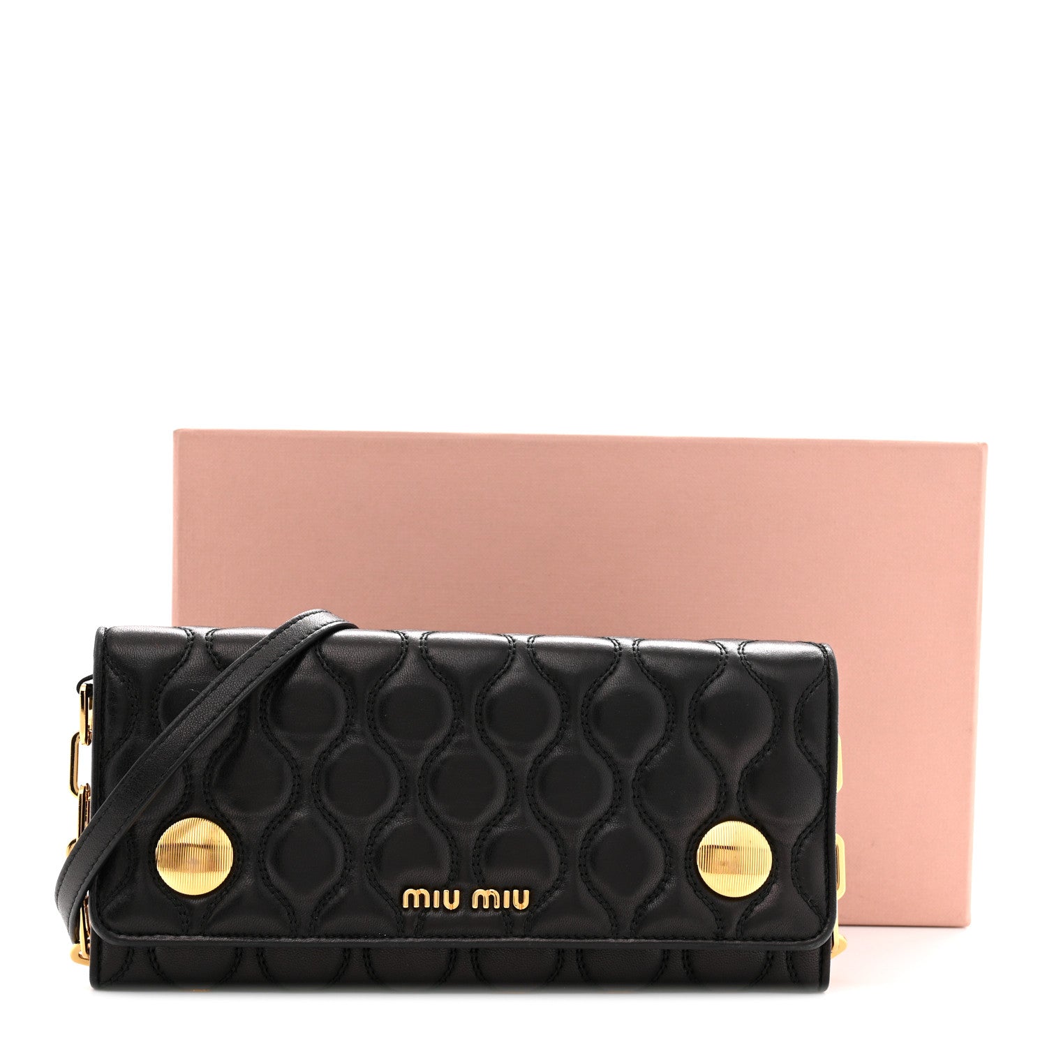 Miu Miu Nappa Padded Wallet On Chain Black 1894614 – FASHIONPHILE