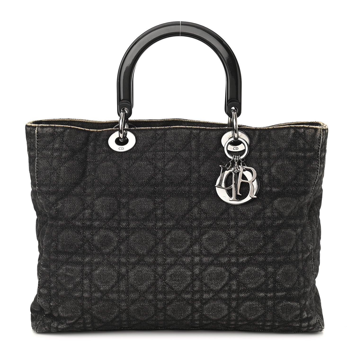 Christian Dior Denim Cannage Large Lady Dior Black 1 of 14