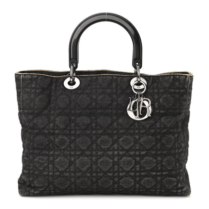Christian Dior Denim Cannage Large Lady Dior Black 1 of 14