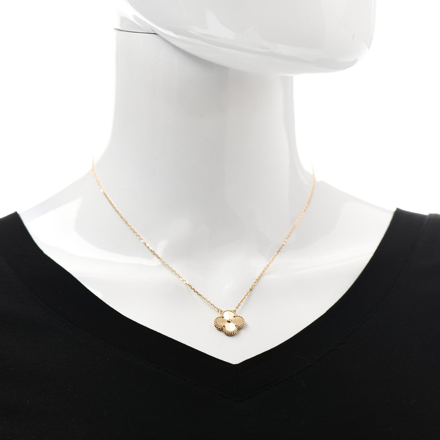 Van Cleef & Arpels 18K Yellow Gold Guilloche Vintage Alhambra Pendant Necklace 2 of 7