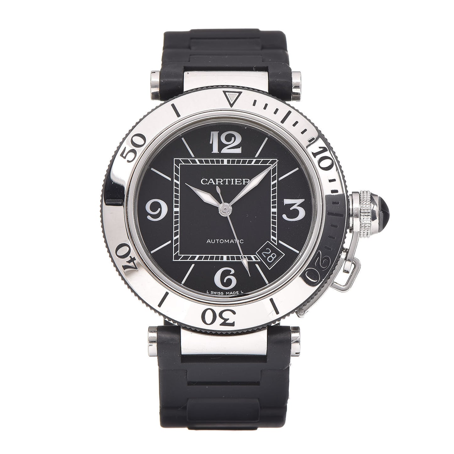 Stainless Steel Rubber 40mm Pasha C Seatimer Automatic Watch Black