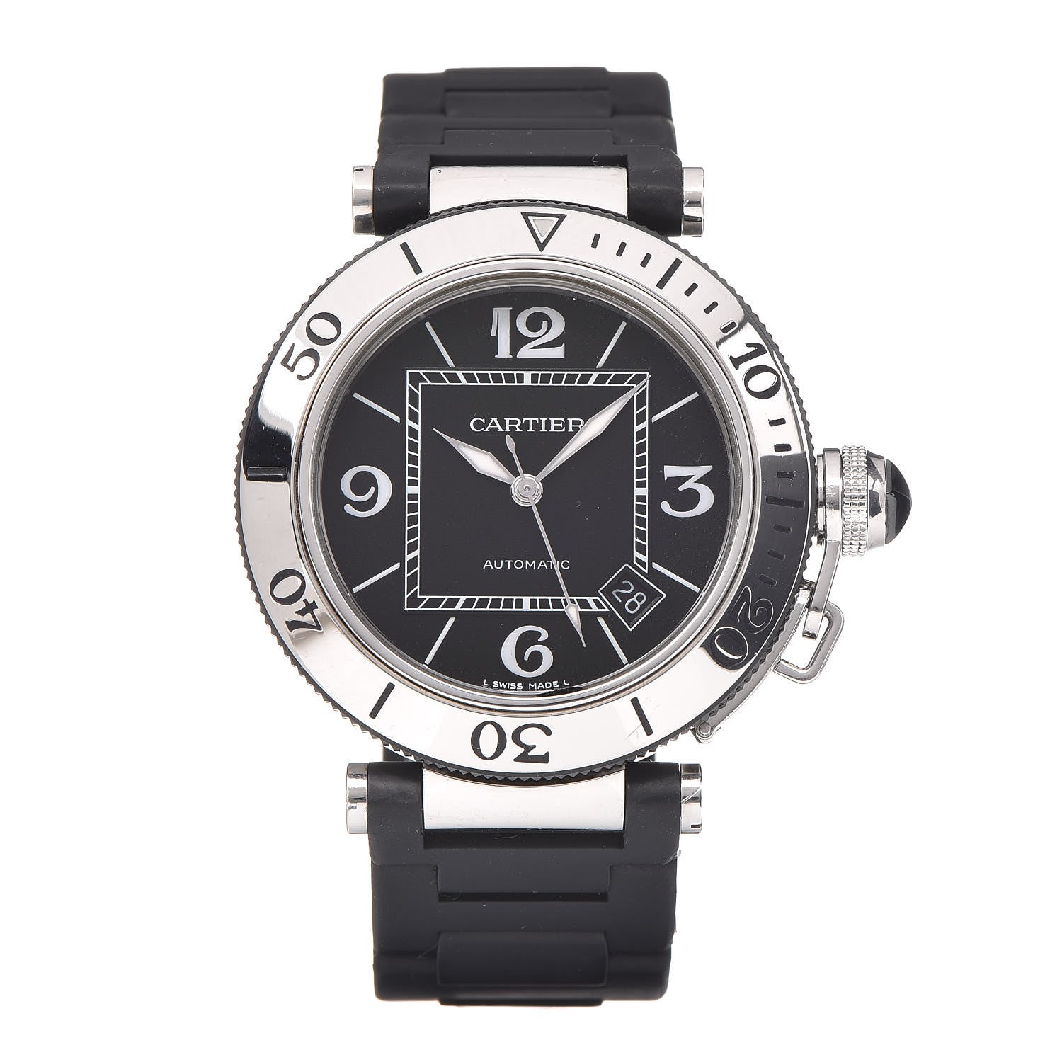 Cartier Stainless Steel Rubber 40mm Pasha C Seatimer Automatic Watch Black 1 of 7