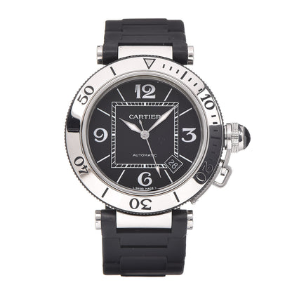 Cartier Stainless Steel Rubber 40mm Pasha C Seatimer Automatic Watch Black 1 of 7
