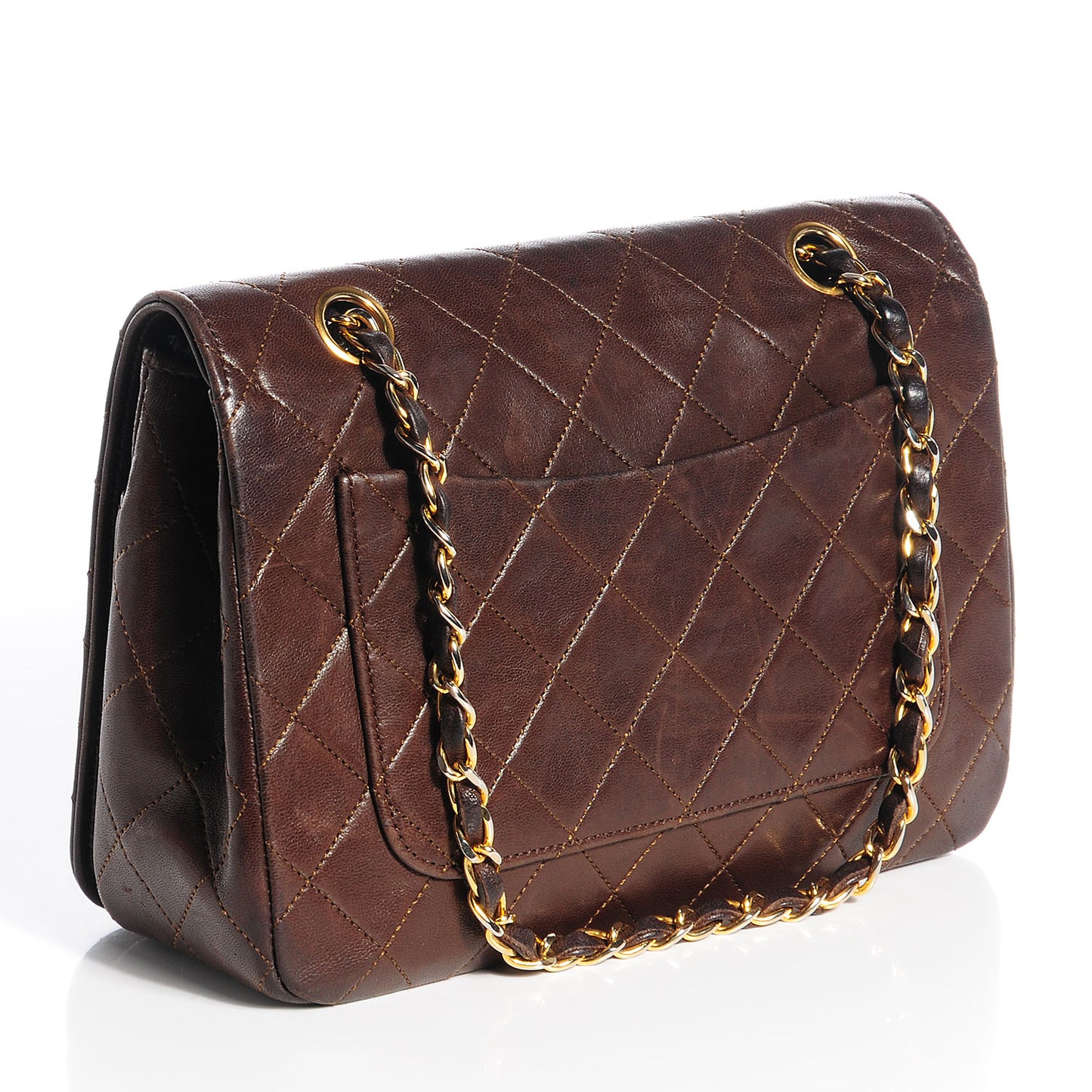 Quilted Lambskin Small Single Flap Brown