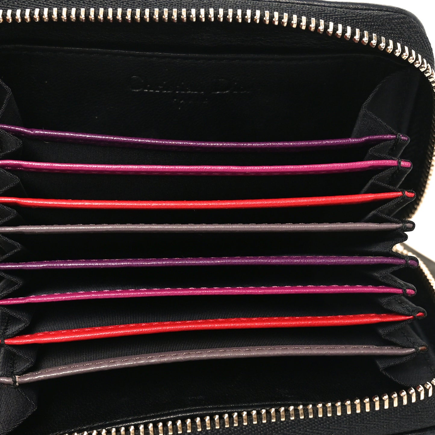 Lambskin Cannage Gusset Card Holder Black