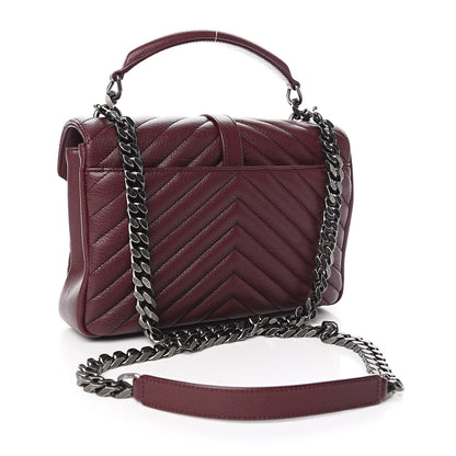 Saint Laurent Sheepskin Matelasse Chevron Medium College Bag Rouge Legion 3 of 10