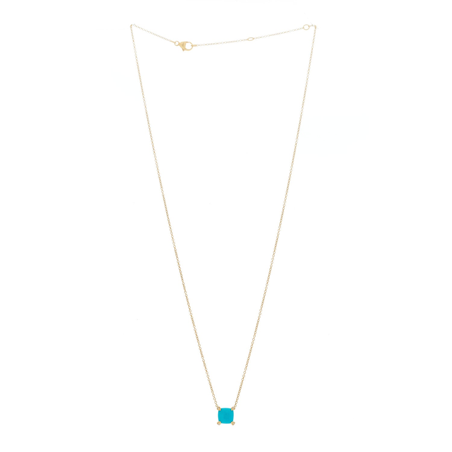 David Yurman 18K Yellow Gold Diamond Turquoise 7mm Petite Chatelaine Pendant Necklace 3 of 5