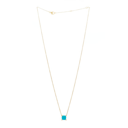 David Yurman 18K Yellow Gold Diamond Turquoise 7mm Petite Chatelaine Pendant Necklace 3 of 5