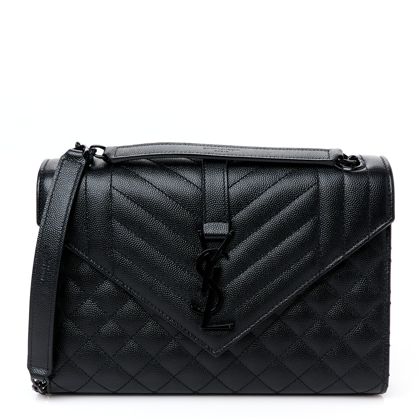 Grain De Poudre Textured Mixed Matelasse Triquilt Medium Monogram Monochrome Satchel Black