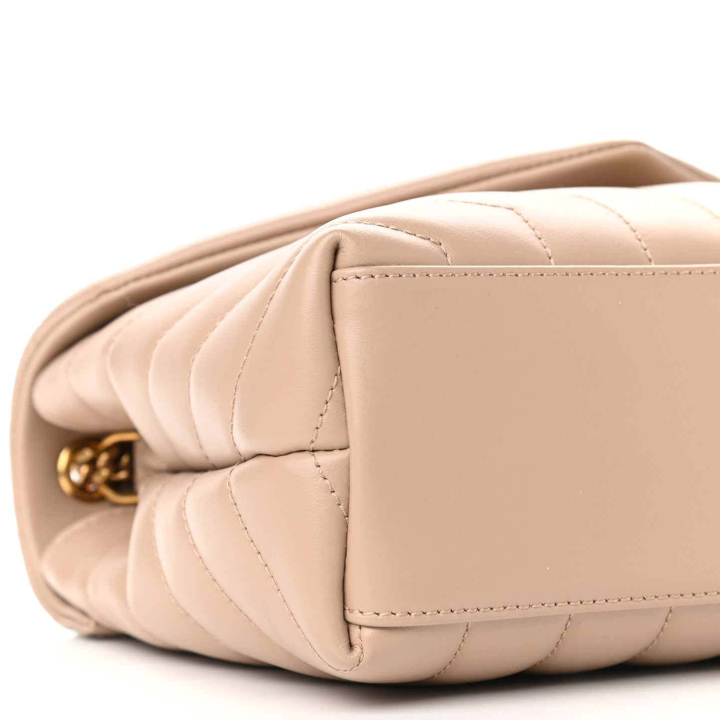 Calfskin Y Quilted Monogram Small Loulou Chain Satchel Dark Beige