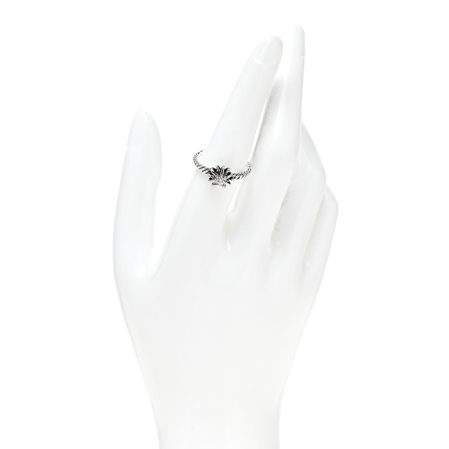 Sterling Silver Diamond Petite Starburst Ring 56 7.5