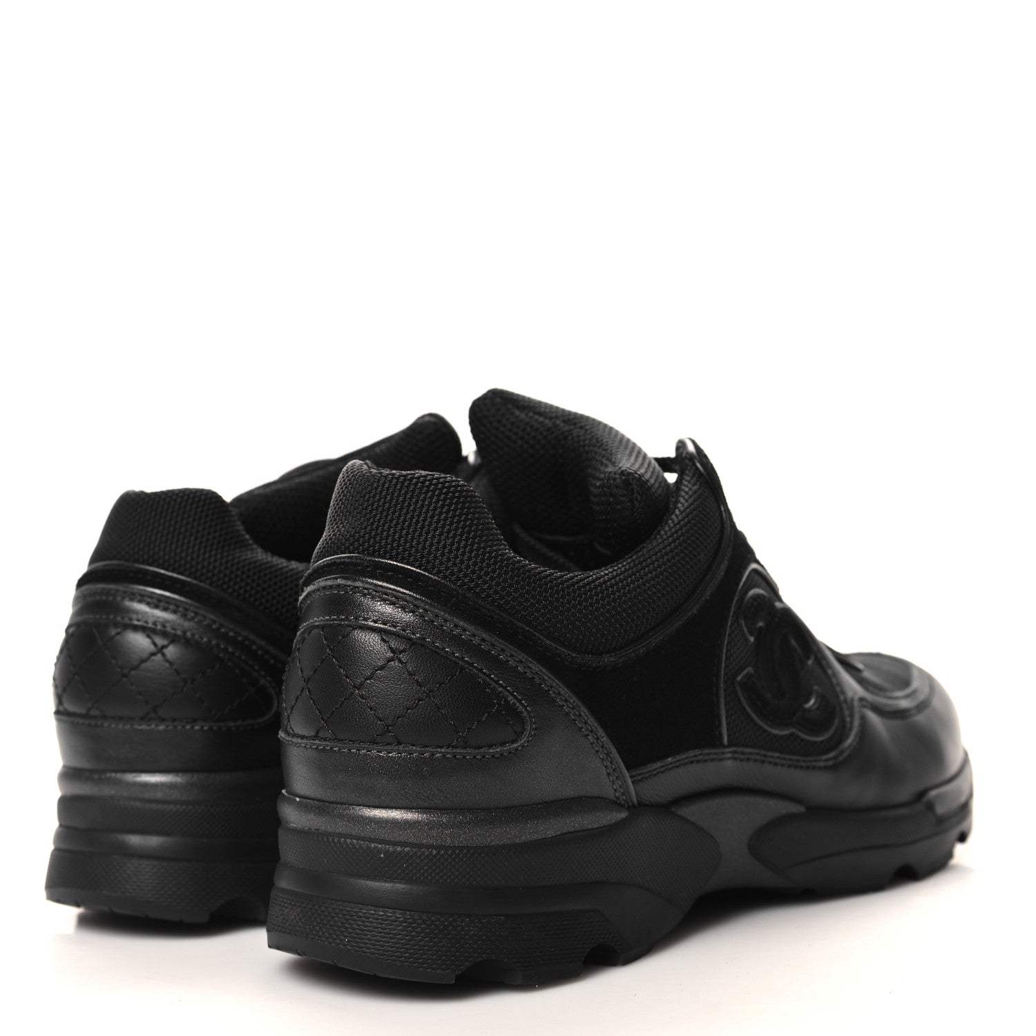 Chanel Toile Suede Calfskin CC Sneakers 35 Black 4 of 7