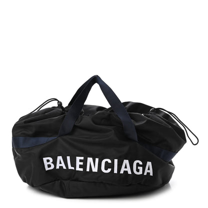 Balenciaga Textured Sport Nylon Logo Embroidered S Wheel Gym Bag Black Bleu Navy 1 of 10