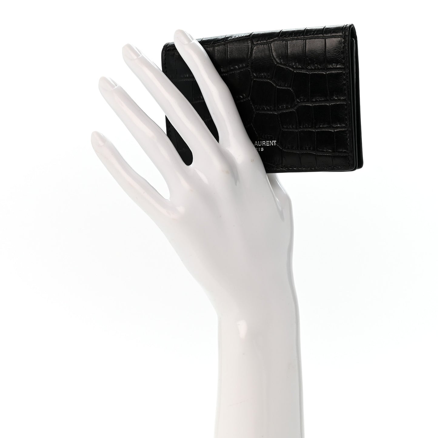 Calfskin Crocodile Embossed Business Card Case Black