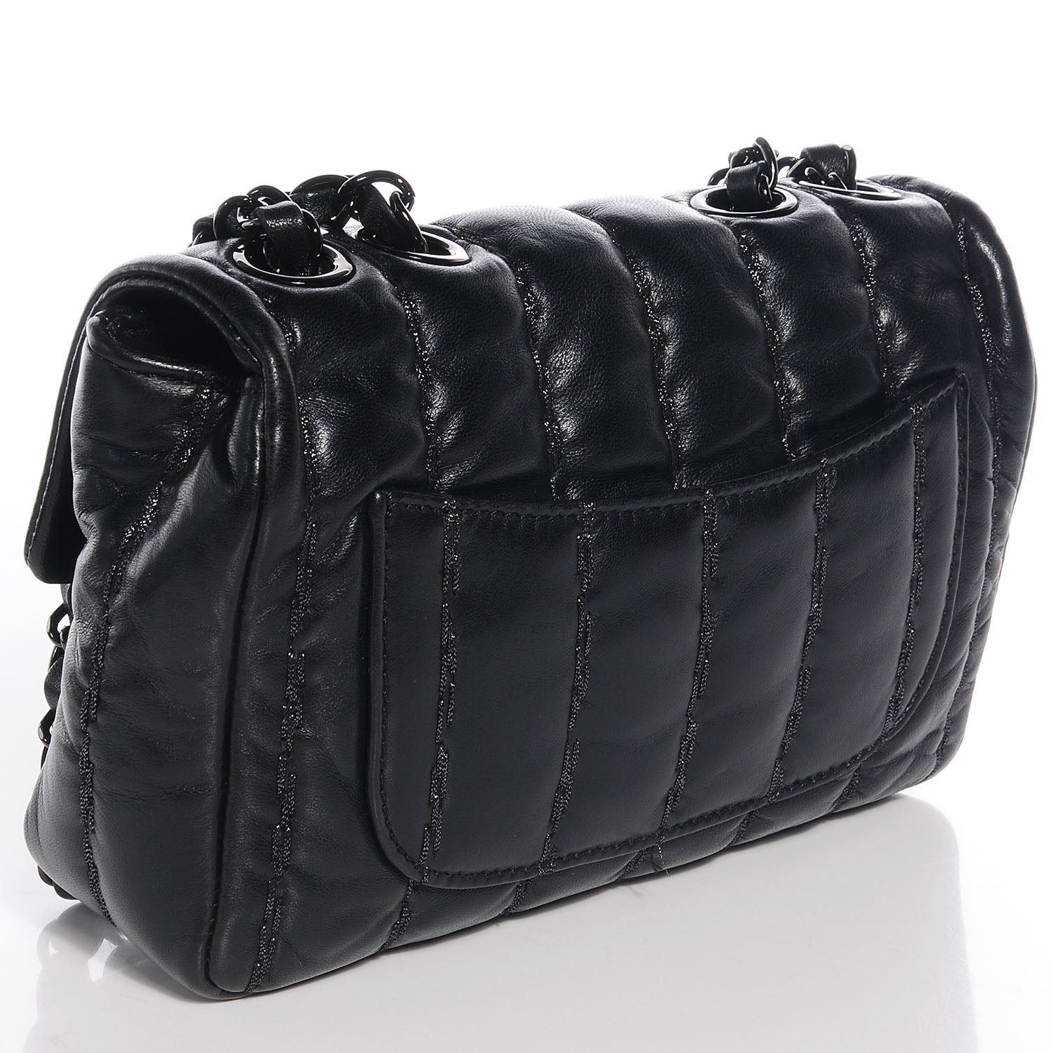 Chanel Lambskin Vertical Stitch Small Flap Black 3 of 8
