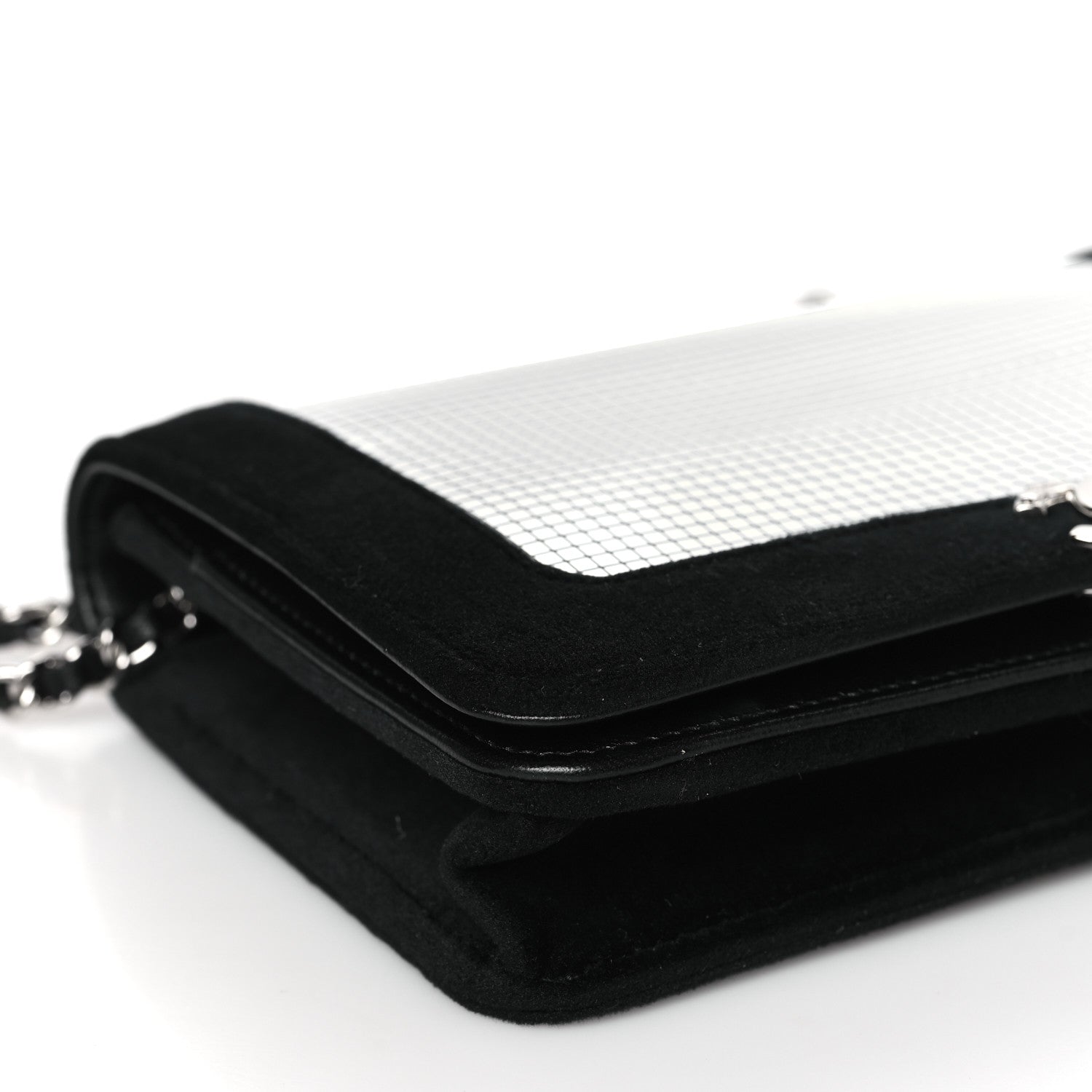Chanel Velvet Mirror Embellished Boy Wallet On Chain WOC Argent 10 of 12