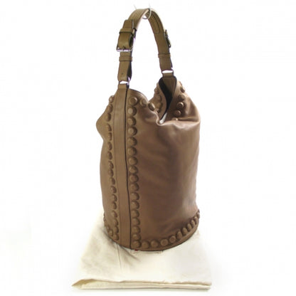 FASHIONPHILE MARNILeatherStudTrimmedShoulderBagLightChocolate 3 of 9