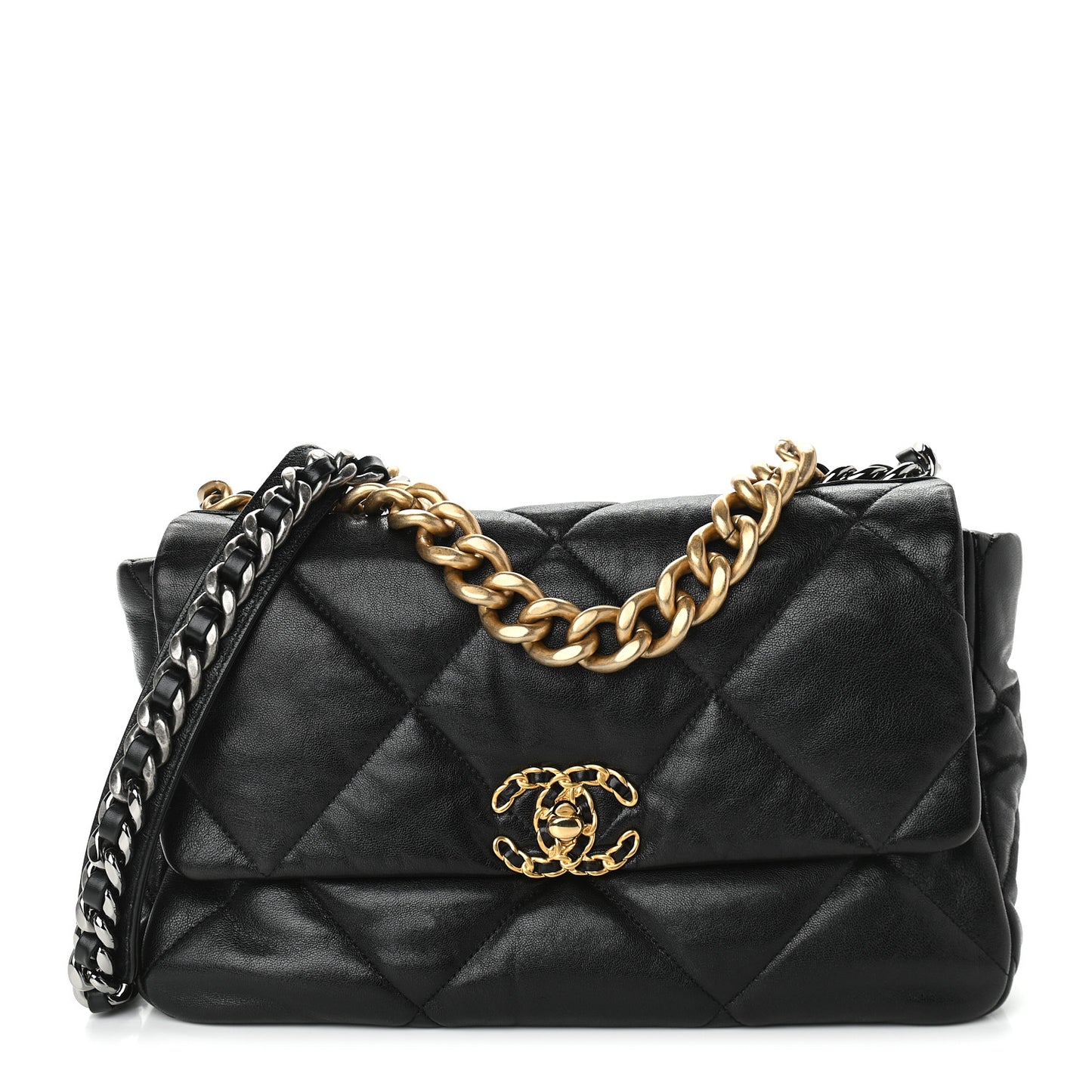 Goatskin Quilted Large Chanel 19 Flap Black
