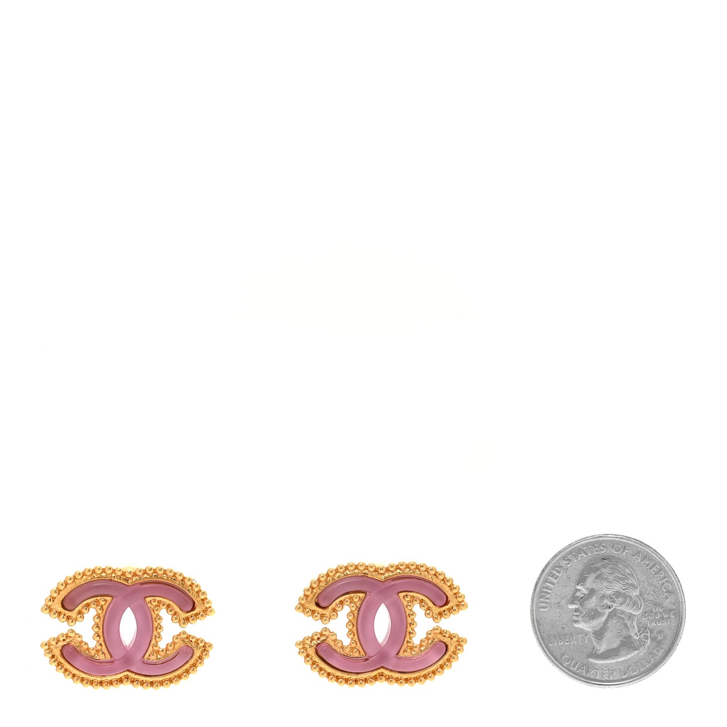 Metal Resin Rope CC Earrings Gold Pink