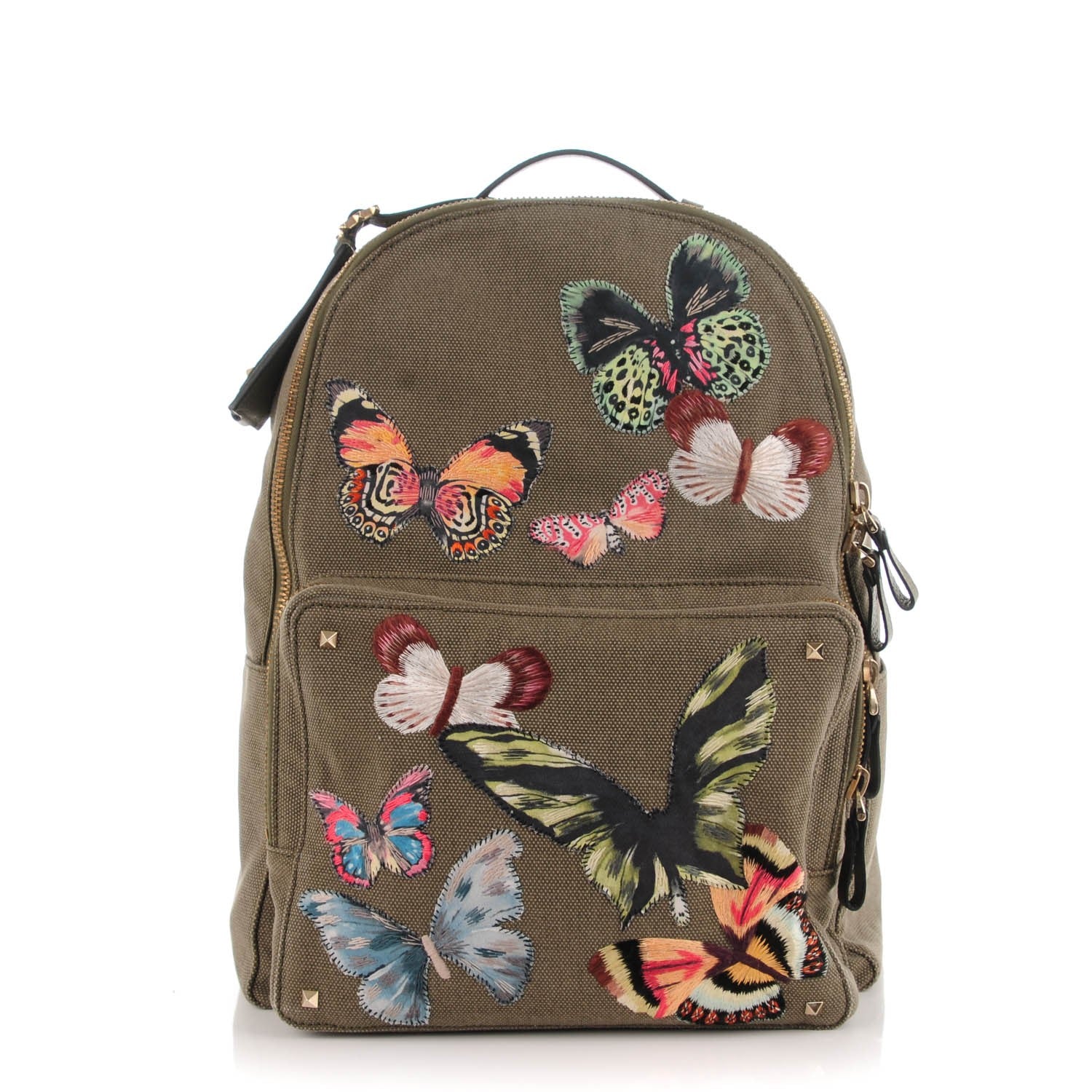 Valentino Garavani Canvas Butterfly Backpack Camo Green 1 of 7