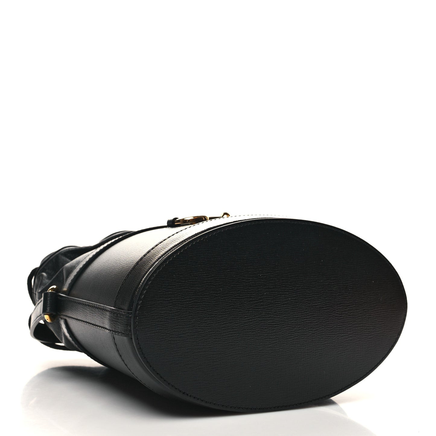 Azalea Sakai Calfskin Horsebit 1955 Drawstring Bucket Bag Black