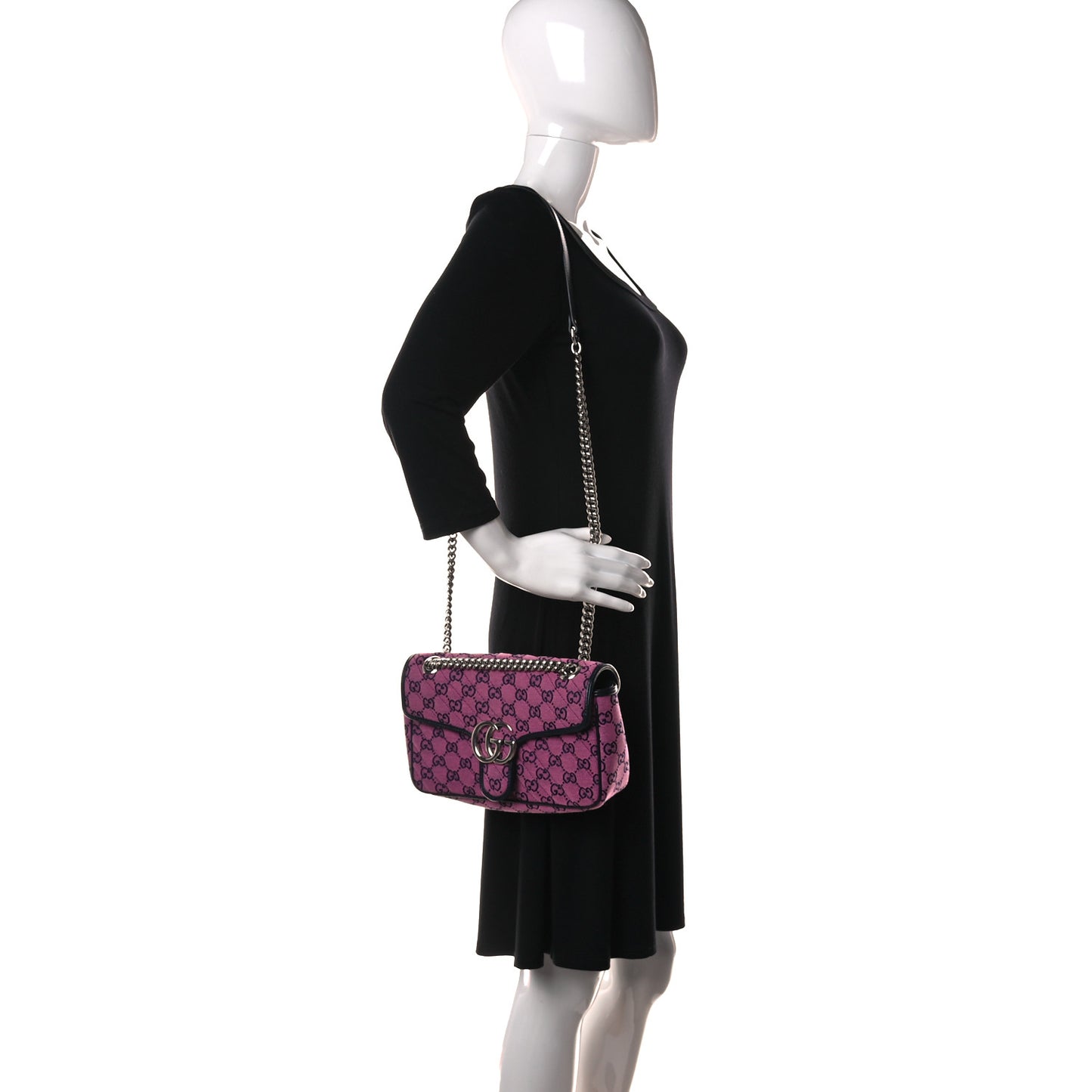 Monogram Multicolor Matelasse Diagonal Small GG Marmont Shoulder Bag Pink Blue