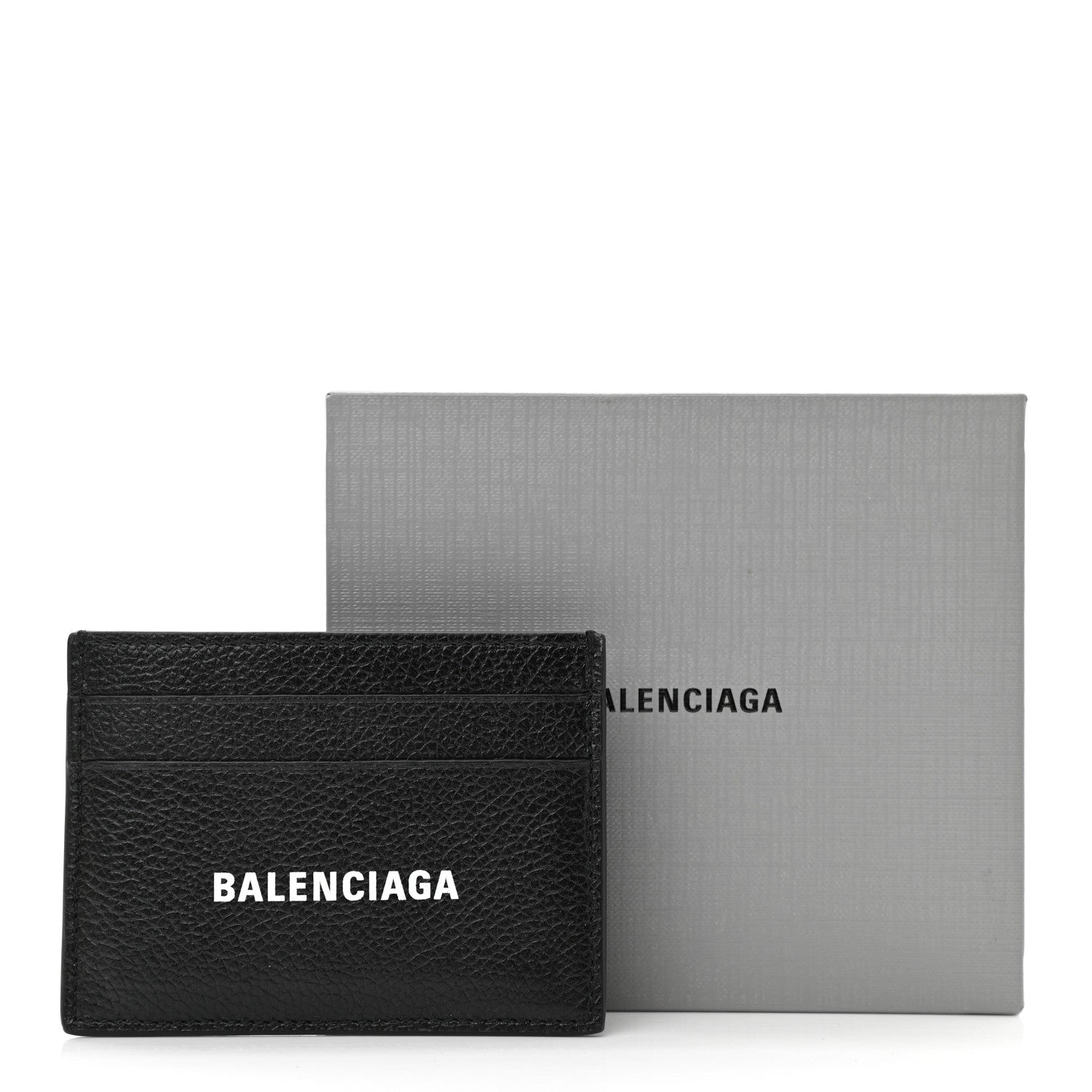 Balenciaga Grained Calfskin Logo Cash Card Holder Black White 7 of 7
