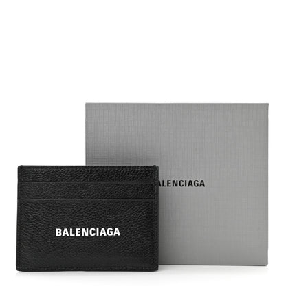 Balenciaga Grained Calfskin Logo Cash Card Holder Black White 7 of 7