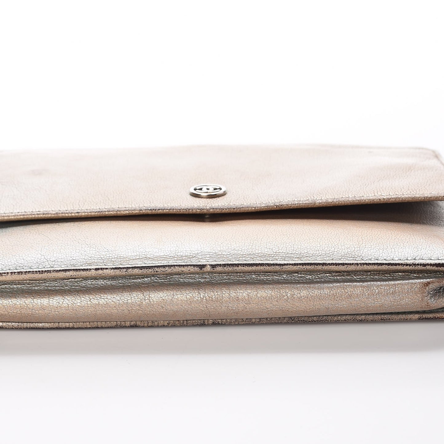 Metallic Goatskin Wallet On Chain WOC Gold