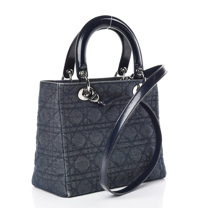 Christian Dior Denim Cannage Medium Lady Dior Blue 4 of 16