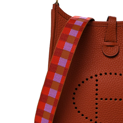 Hermes Taurillon Clemence Maxi Quadrille Evelyne TPM Cuivre Capucine Parme Rouge Duchess 10 of 13