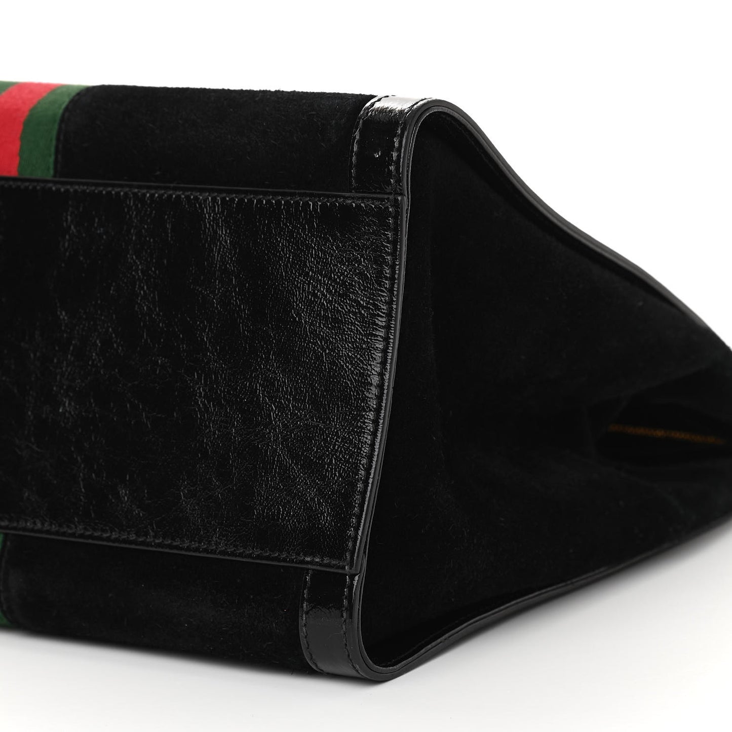 Suede Patent GG Web Medium Ophidia Tote Bag Black