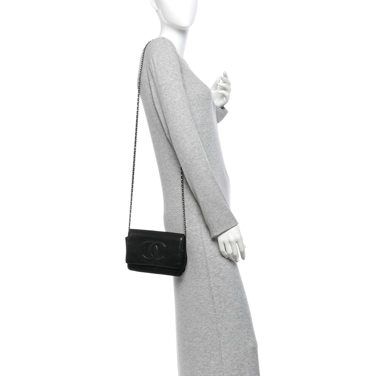 Lambskin Timeless CC Wallet On Chain WOC Black