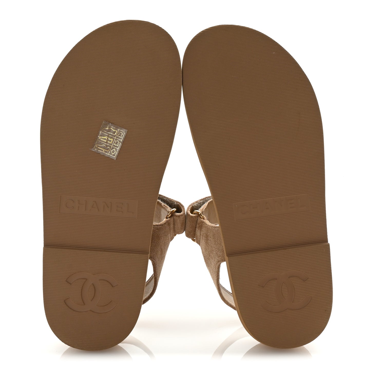 Suede Calfskin Velcro Dad Sandals 36 Beige