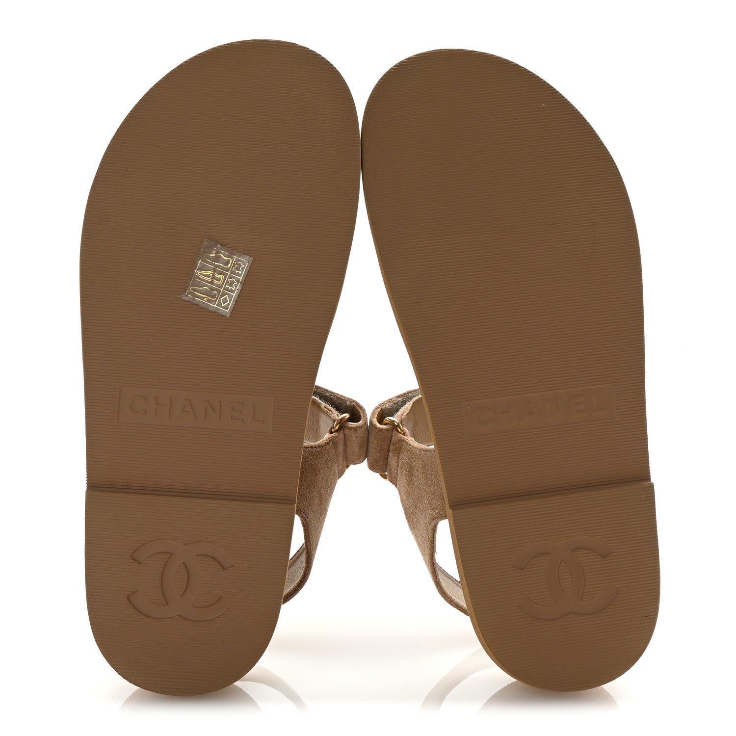 Chanel Suede Calfskin Velcro Dad Sandals 36 Beige 6 of 10