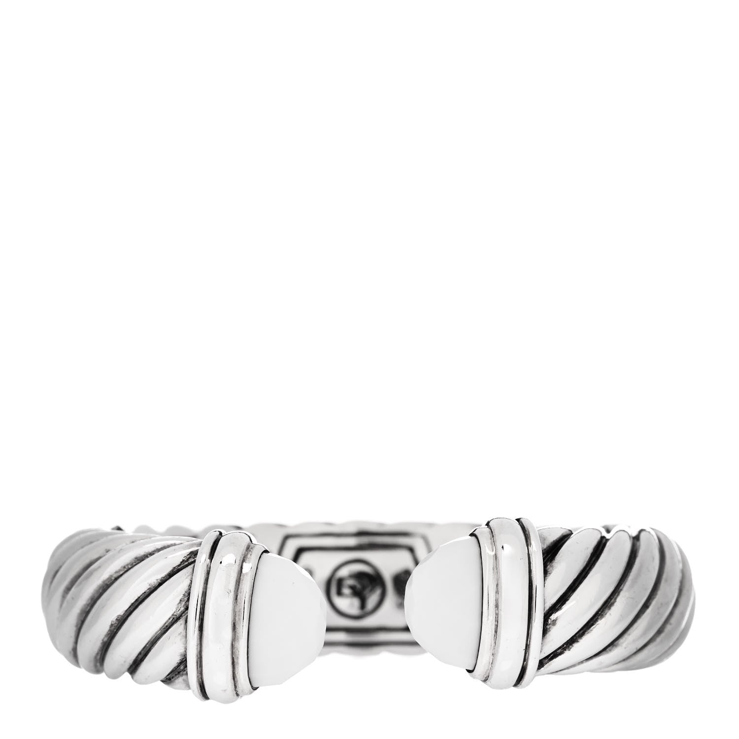 David Yurman Sterling Silver White Agate 15mm Waverly Bracelet 1 of 4