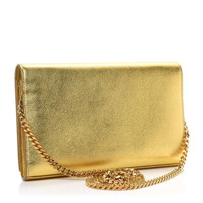 Saint Laurent Metallic Calfskin Monogram Chain Wallet Gold 3 of 10