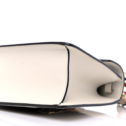 Gucci Calfskin Embroidered Mini Sylvie Top Handle Bag White 10 of 15