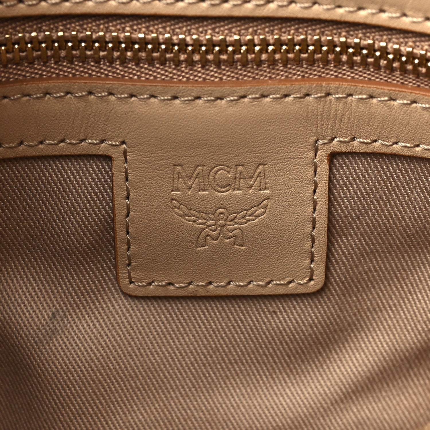 MCM Metallic Visetos Medium Crossbody Pouch Berline Gold 6 of 9