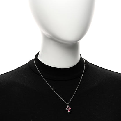 Cartier Platinum Ruby Cross Pendant Necklace 2 of 5