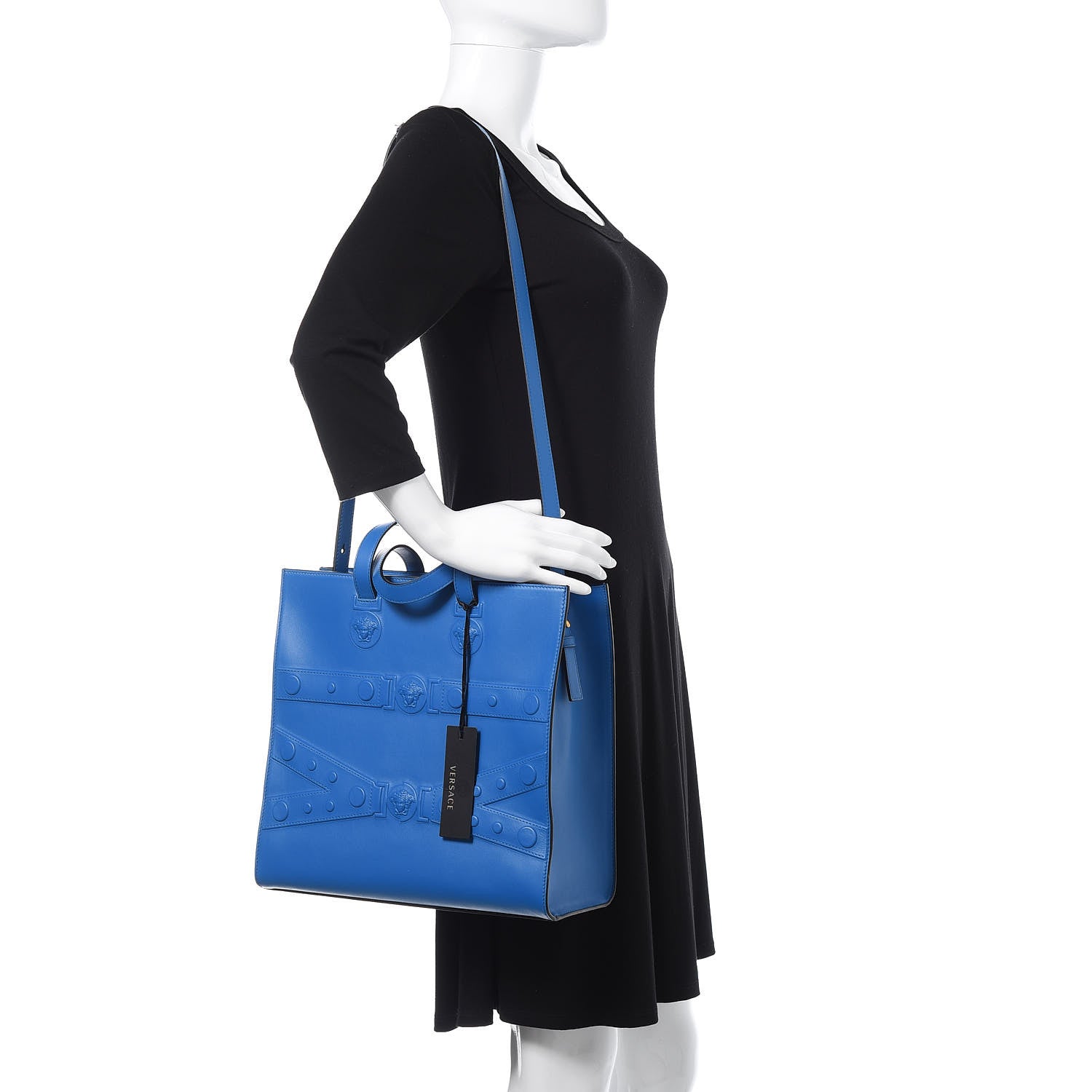 Versace Vitello Tribute X Tote Blue 2 of 9