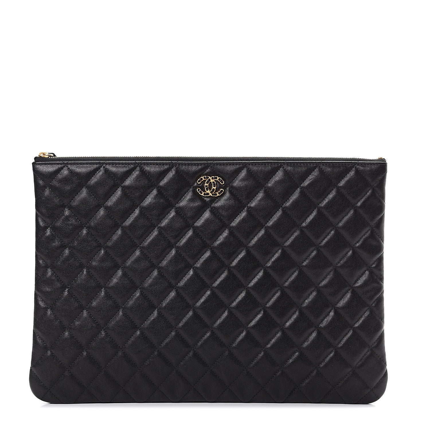 Chanel Lambskin Quilted Large Cosmetic Case Black 1 of 7
